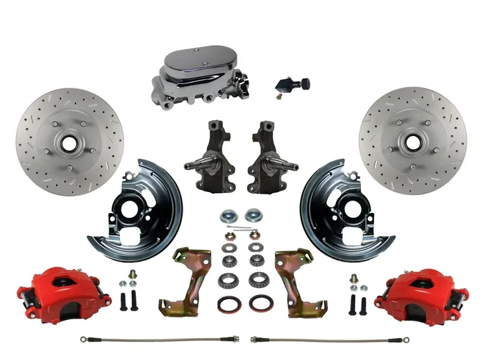 LEED Brakes RFC1003-F05X Front Disc Brake Kit – Manual – Chrome – Red – MaxGrip