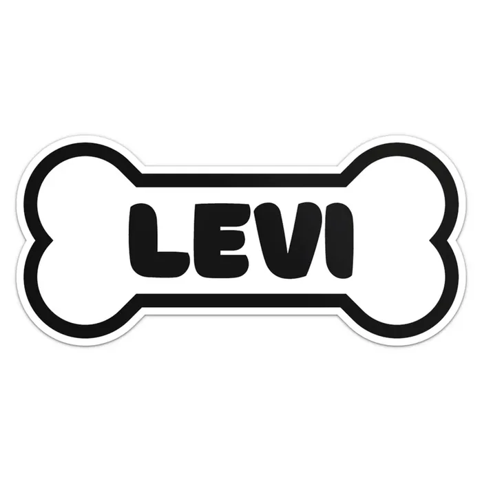 Levi Dog Name Sticker – Waterproof Vinyl Decal For Car Bumper, Laptop, Water Bottle, Wall, And Window, Size – 6‘‘ Longer Side