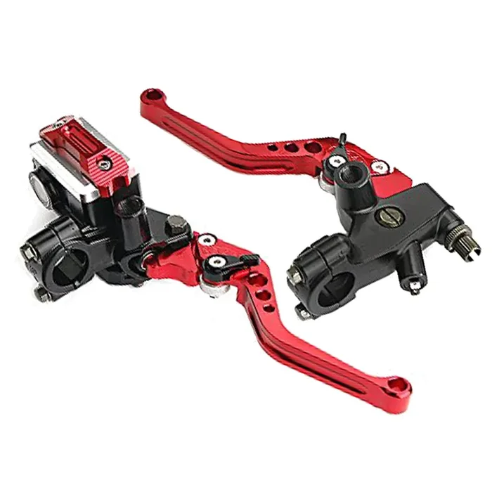 Lisylineauto Motorcycle 7/8‘ 22Mm Handlebar Brake Master Cylinder Clutch Lever Left & Right Set Compatible With Harley Honda Kawasaki Suzuki Yamaha Red