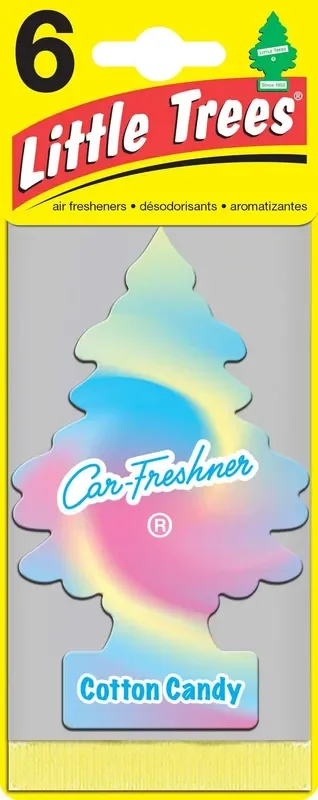 Little Trees Car Air Freshener Hanging Paper Tree For Home Or Car Cotton Candy 6 Pack