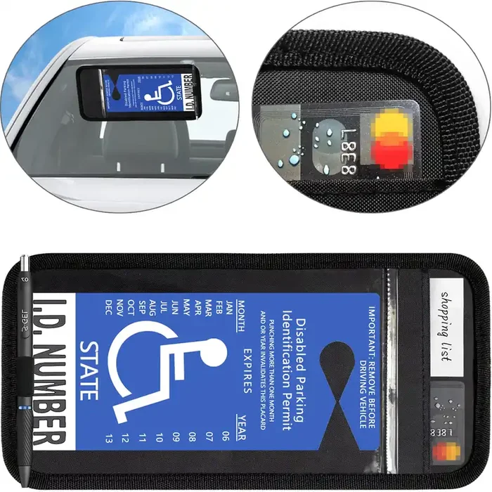 Lofrcin Handicap Placard Holder For Auto, 1 Pcs Black Visor Placard Holder, Handicap Placard Holder With Pen Holder, Handicap Pl