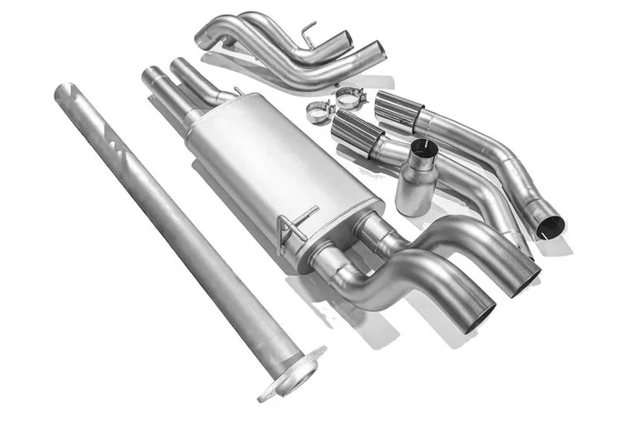 Long Tube Headers FDCB00007B LTH Full Cat Back Exhaust Factory Bolt In / 3.00″ Stainless Steel Titan™ Finish Black Tips
