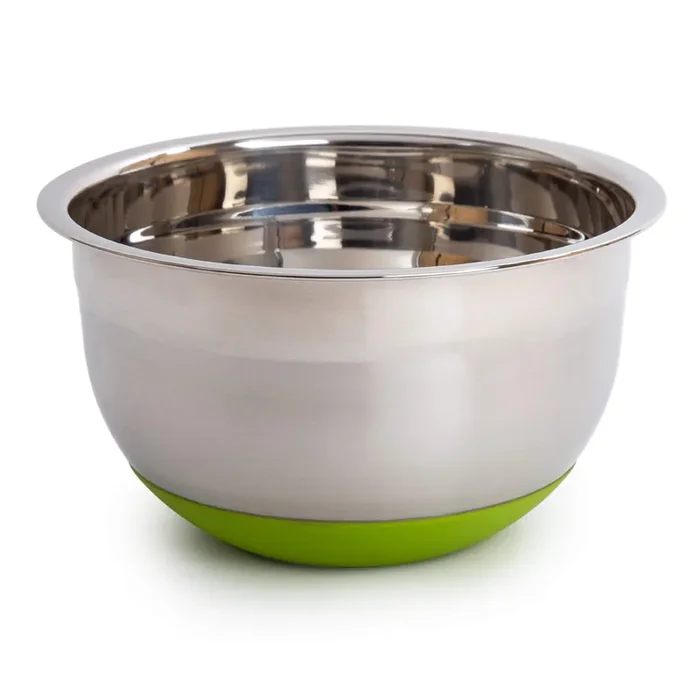 Luciano Housewares Stainless Steel Non-Slip Silicone Bottom Gourmet Mixing Bowl, 7 X 7 Inches, Lime Green (70321)