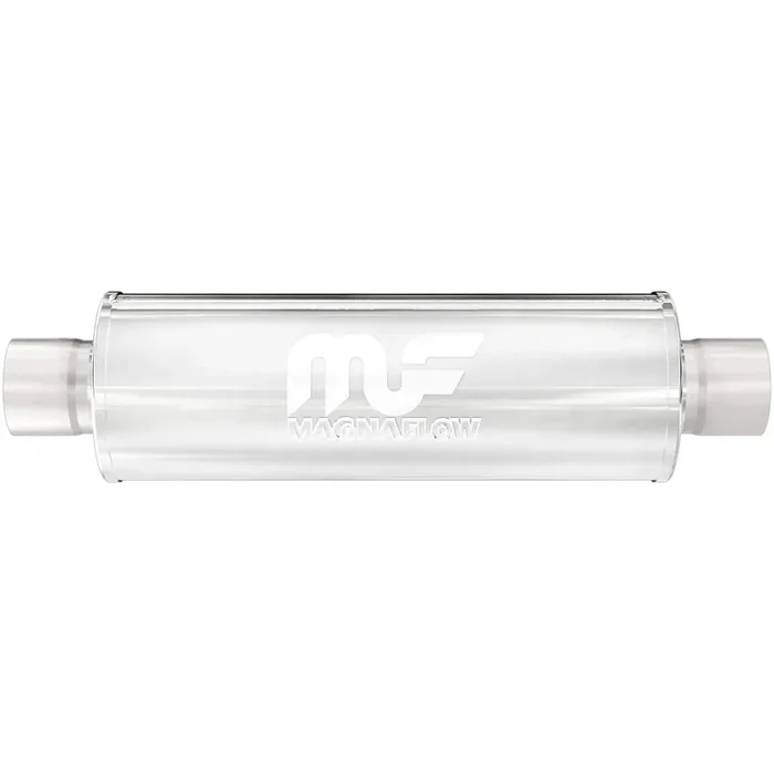 Magnaflow 4In Round Center/Center Performance Muffler Exhaust 10425 – Straight-Through, 2.25In Inlet/Outlet Diameter, 18In Body