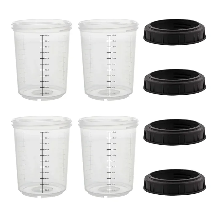 Master Paint System Mps, 4 Pack Set Of Mini Size 6 Ounce (180Ml) Hard Cups And Retainer Rings – 4 Hard Cups And 4 Rings For Use