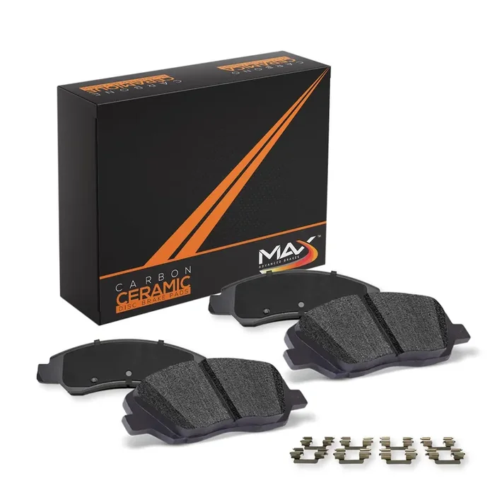 Max Advanced Brakes Rear Brake Pad Compatible With 2015 2016 2017-2020 Ford F150 W/Electric Parking Brake Expedition Compatible With Lincoln Navigator, Carbon Ceramic Pad W/Hardware