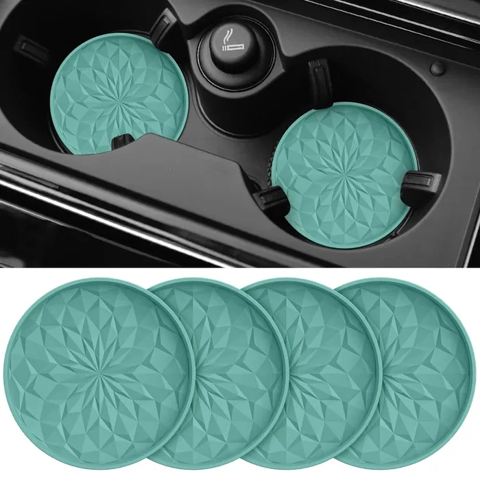 Me.Fan Car Cup Coaster [4 Pack] Silicone Car Coasters/Cup Mats – 2.75In Universal Non-Slip Recessed Car Interior Accessories – C