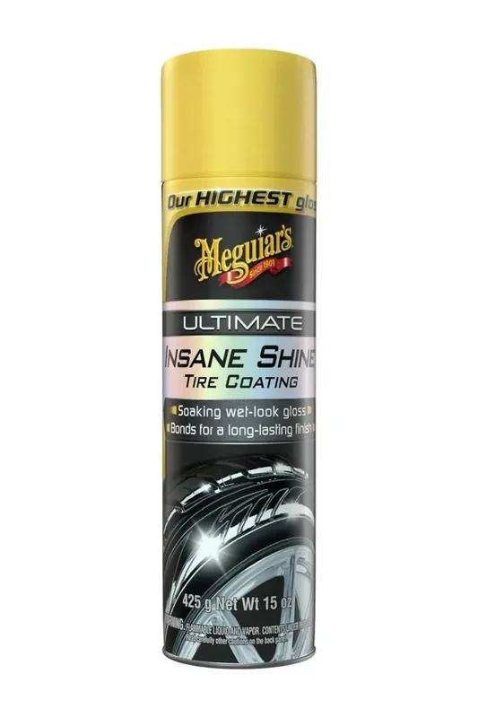 Meguiar‘S Nxt Generation Insane Shine Tire Coating – Advanced High Gloss Tire Shine With Synthetic Polymers To Provide A Mirror-Like Shine And Prevent Browning And Premature Aging, 15 Oz Aerosol