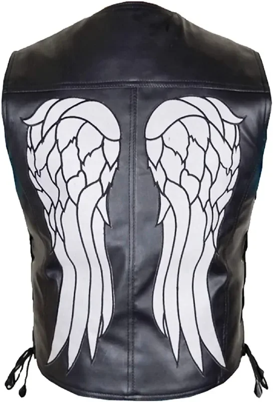 Merch Attire Mens Side Lace Motorcycle Black Leather Vest