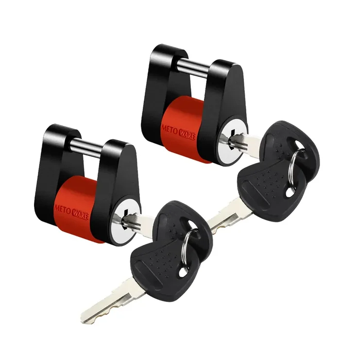 Metoware Keyed Alike Trailer Coupler Lock, 1/4 Dia, 3/4 Span Heavy-Duty Steel Trailer Tongue Lock For Tow Boat Rv Truck Ca