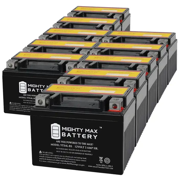 Mighty Max Battery Ytx4L-Bs 12 Volt 3Ah Motorcycle Battery Replaces Ytx4L-Bs – 10 Pack