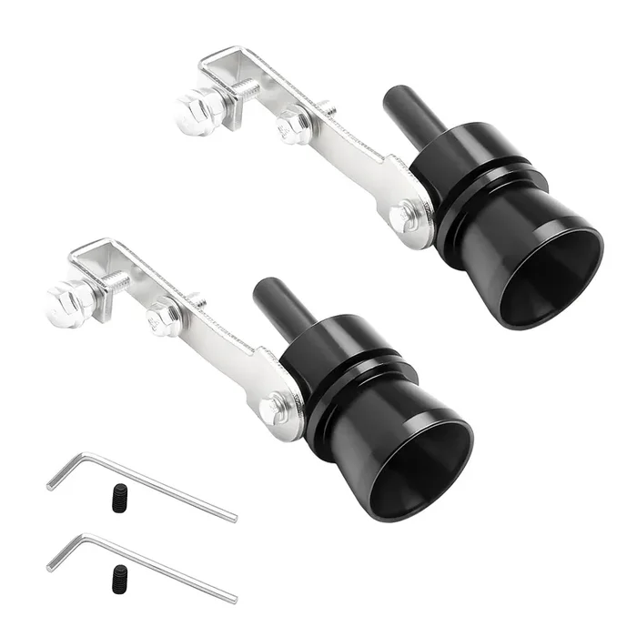 Moly Magnolia 2PCS Black Turbo Sound Whistle Simulator, Aluminum Alloy Blow Off Valve Muffler for Car Exhaust Roar Maker