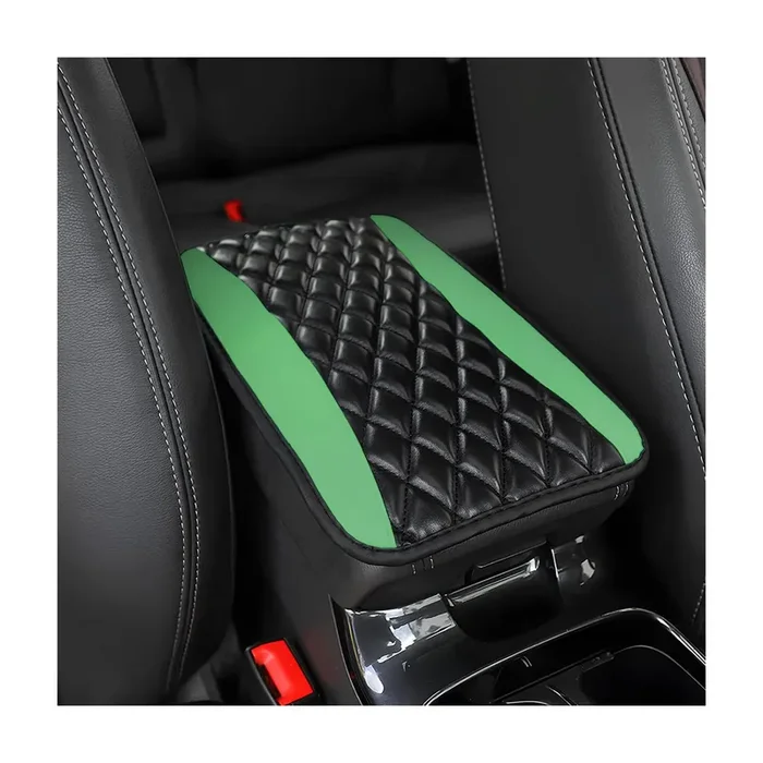 Moly Magnolia Car Center Console Cover, Leather Waterproof Armrest Seat Box Cushion Pad, Universal Decor Protector Mat, Auto Interior Accessories For Suv Truck Vehicle (Green)