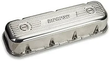 Moroso 68420 Polished Cast-Aluminum Ribbed Valve Cover (BBC, Tall)