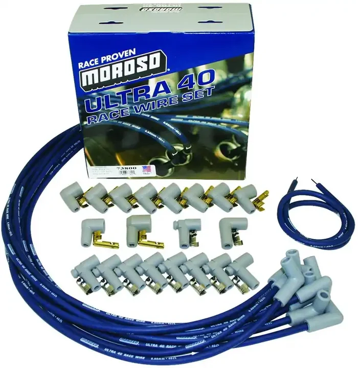 Moroso 73800 Ultra 40 Blue Universal Wire Set (Unsleeved, 90? Boots)