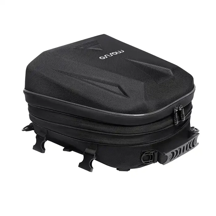 Mosiso Motorcycle Tail Bag, Motorcycle Backpack Helmet Bag With Expandable Capacity 20L-28L, Waterproof Motorbike Rear Seat Storage Luggage Tool Gear Carry Bag With Handle & Rain Cover, Black