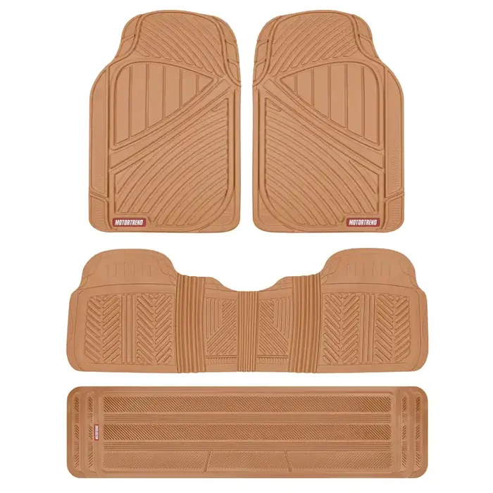 Motor Trend 3-Row Heavy Duty Rubber Floor Mats & Liners For Car Suv Van, Front 2Nd & 3Rd Row Durable Polymerized Latex Full Inte