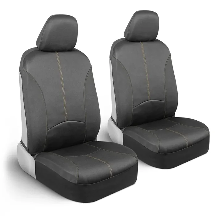 Motor Trend Spillguard Waterproof Car Seat Covers For Front Seats, Beige Stitching – Durable Neoprene Car Seat Protectors, Easy