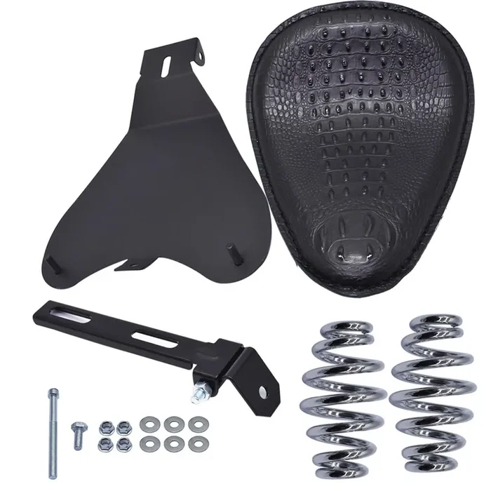 Motorcycle Pu Leather Solo Seat Spring W/Seat Base Black Replacement For Honda Shadow Spirit Ace Vt 1100 750 Yamaha Kawasaki Suzuki Sportster Bobber Chopper