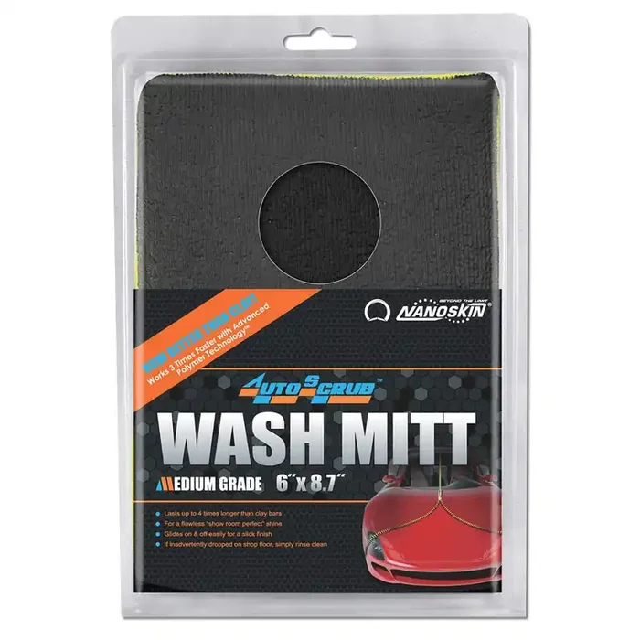 Nanoskin Autoscrub Surface Prep Wash Mitt Medium Grade- Patented Clay Bar Replacement Tool To Remove Embedded Contaminants Befor