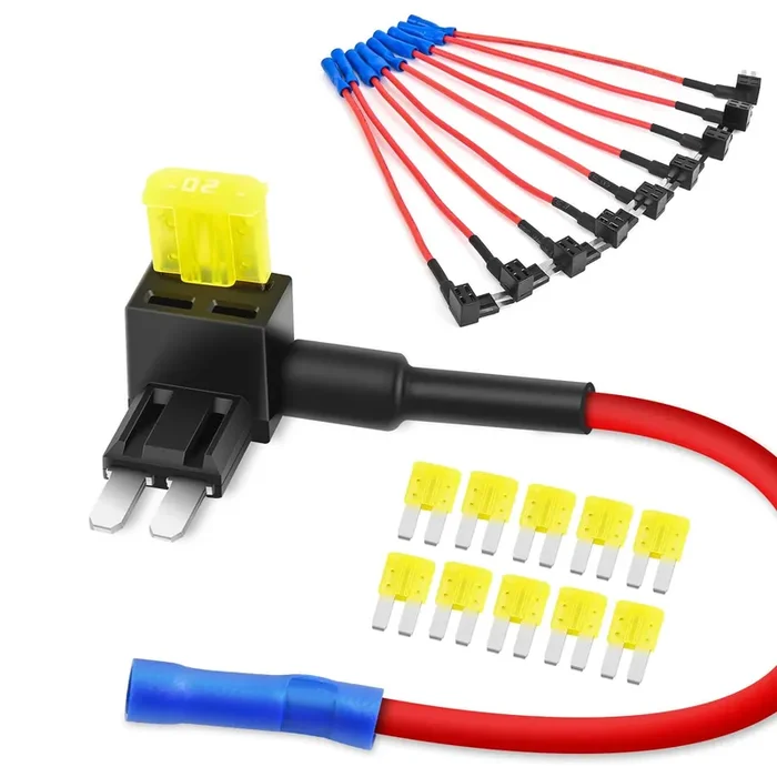Nilight 10 Pack Micro 2 Fuse Tap 12V Car Add A Circuit Atr Blade Fuse Adapter With 20A Fuse Micro Ii Fuse Holder Add On Dual Circuit Adapter For Cars Trucks Boats (50058R),Blue, Red, Black, Yellow