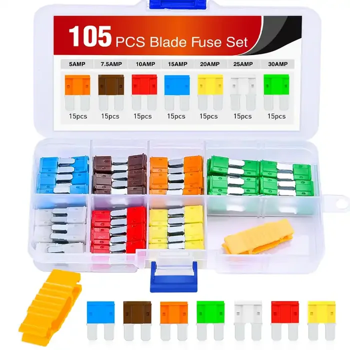 Nilight 105Pcs Micro2 Fuse Atr Apt Car Blade Fuses Assortment Kit Micro 2 Car Fuses Replacement 5A 7.5A 10A 15A 20A 25A 30A Auto