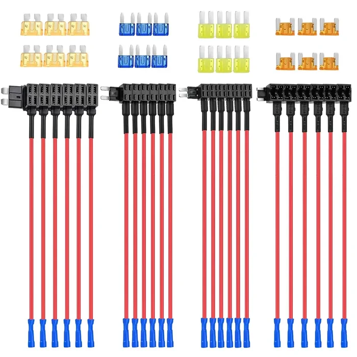 Nilight 24 Pcs 12V Car Add-A-Circuit Fuse Tap Standard Mini Micro2 And Low Profile Fuse Taps 4 Types Ato Atc Atm Apm Fuse Holder