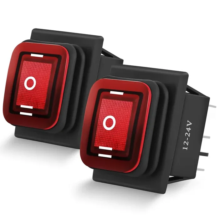 Nilight 6Pin On Off On Rocker Switch 2Pcs Red Led Lighted Ip67 Waterproof Dpdt 3 Position Latching 20A 12Vdc 125Vac Toggle Switc