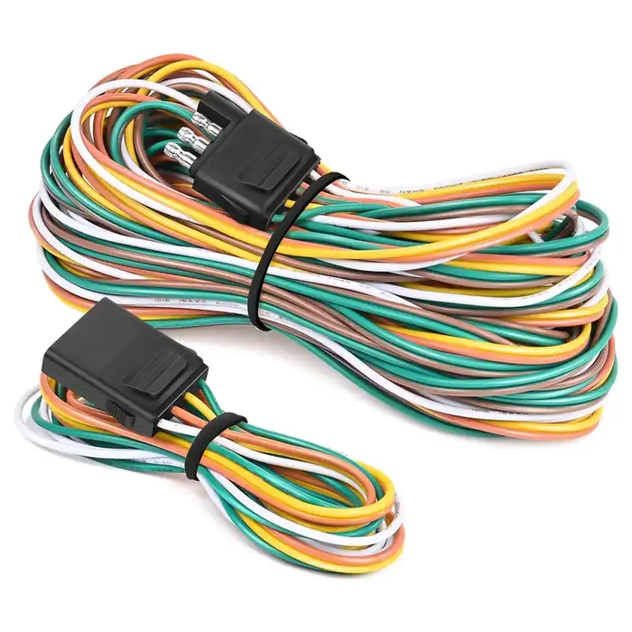 Nilight – 10039W 4 Pin Flat Trailer Wiring Harness Kit 18Awg 25Feet Male 4Feet Female Wishbone-Style Wiring Harness Extension Ki