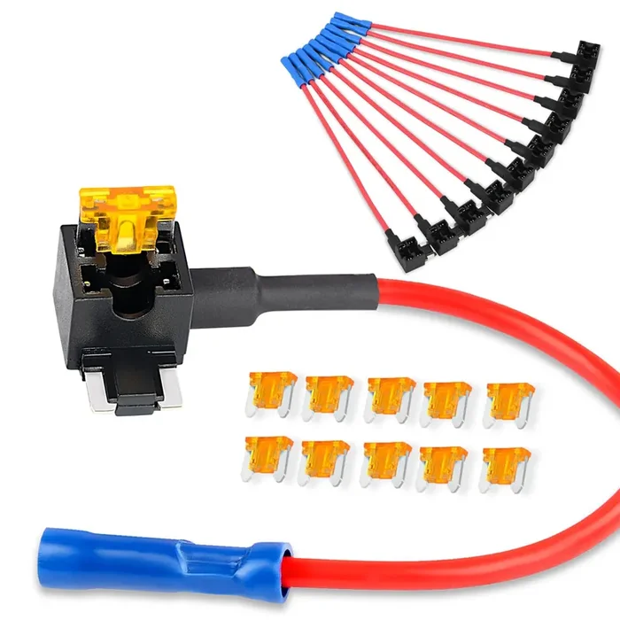 Nilight – 50038R 10 Pack 12V Car Add-A-Circuit Fuse Tap Adapter With 5 Amp Low Profile Mini Blade Fuse Set For Cars Trucks Boats,Blue, Red, Black, Orange