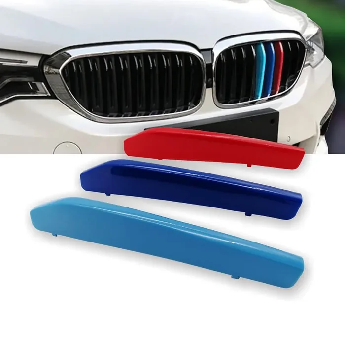Nyzauto M-Colored Stripe Grille Insert Trims Compatible With Bmw 2017-Up G30 G31 5 Series 520I 530I 540I 550I 9-Beam Kidney Grille