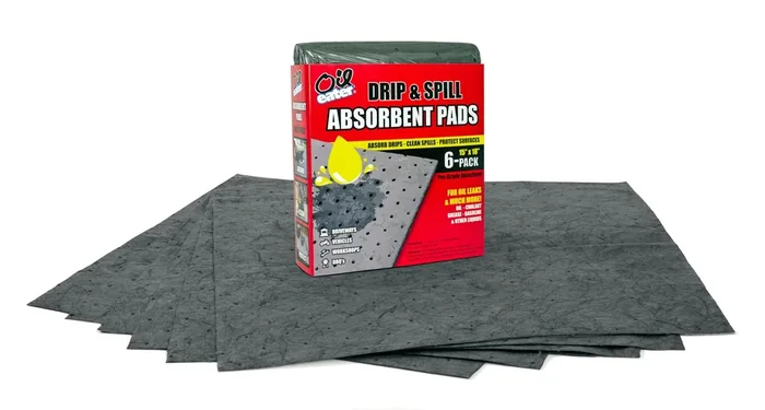 Oil Eater Drip & Spill Universal Pads – Absorbs Liquids Soaks Oil, Grease, Coolant And Water-Based Fluids – Car, Truck, Rv, Motorcycle And Tools – 6 Pack,Grey,15‘ X 18‘,Aoa-Bpl006-Grey