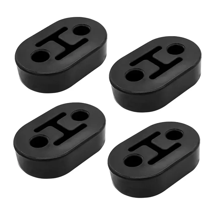 Osilly Car Exhaust Hanger, 4Pcs Rubber Insulator Bushing Mount, 2 Holes 0.47 Inch (12Mm), Auto Muffler Shock Absorbent Bracket Mount, High-Density Tailpipe Damping Hanger, Universal Fit (Black)