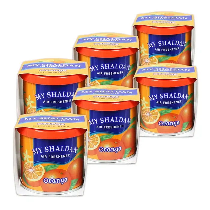 Pack Of 6 My Shaldan Japanese Car Cup-Holder Natural Air Freshener Cans (Orange Scented)