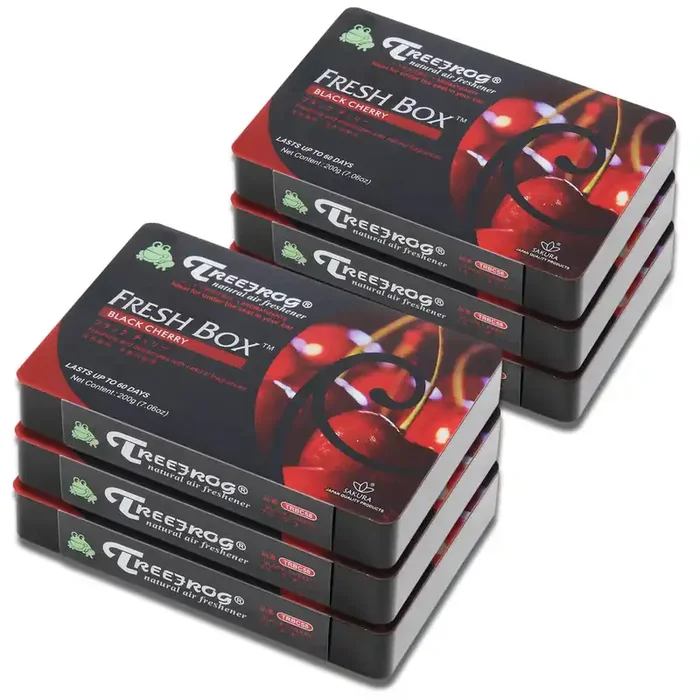 Pack Of 6 Treefrog Xtreme Fresh Under-The-Car Natural Air Freshener (Black Cherry Scented)