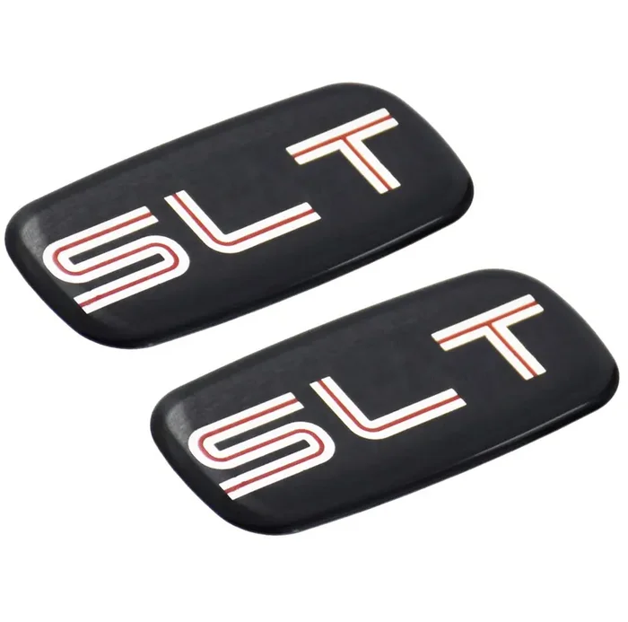 Pair Set Slt Cab Emblem 3D Badge Nameplate Letter Logo Roof Pillar Replacement For 95-07 Yukon Suburban Sierra (Silver/Black)