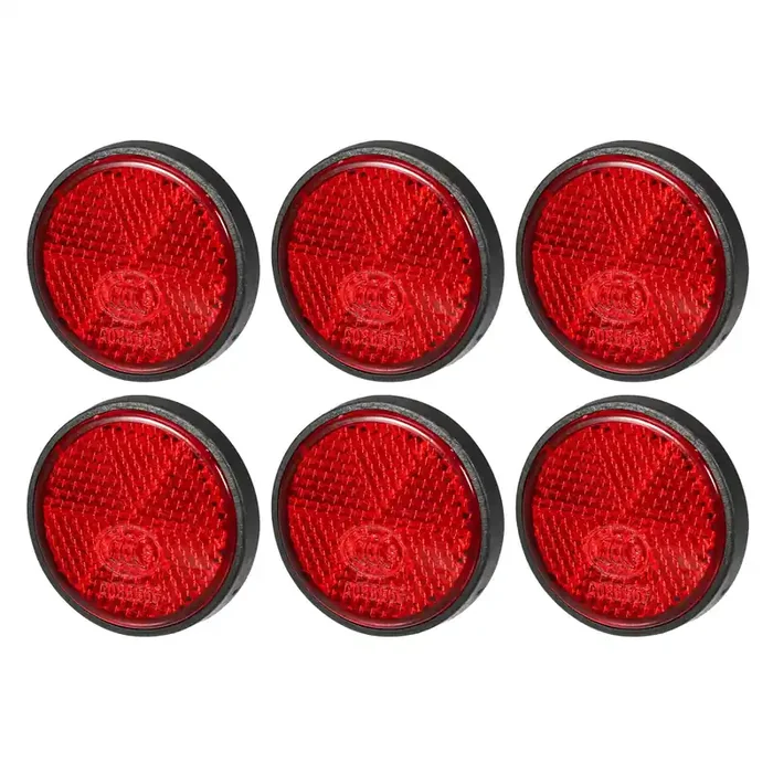 Partuto 6Pcs 1.73‘X0.31‘ Universal Reflector – Round Motorcycle Bike Safety Reflector Increase Visibility And Safety On The Road – Plastic Red