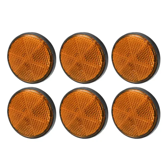 Partuto 6Pcs 2.20‘X0.31‘ Universal Reflector – Round Motorcycle Bike Safety Reflector Increase Visibility And Safety On The Road – Plastic Orange