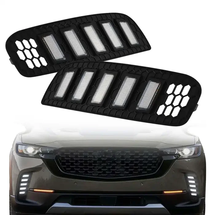 Pgtopone Switchback White/Amber Led Front Bumper Fog Light Drl Amber Sequential Turn Signal Feature Compatible With Mazda Cx-50 Cx50 2023 2024 Replacement Front Bumper Trim
