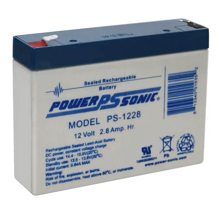 Power Sonic PS-1228 12V 2.8AH Rechargeable Lead Acid Battery – Standard Size, Durable, Reliable Power Solution for Various Applications