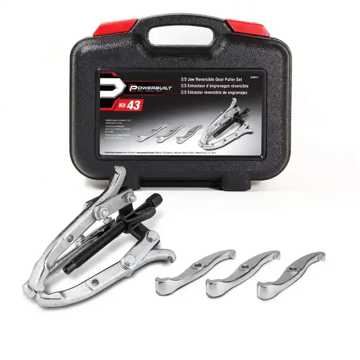 Powerbuilt Jaw Gear Puller, Combo Steel Yoke Tool, 4-Inch And 6-Inch Jaws, Inside Or Outside Pull, 4 Ton Capacity, Storage Case