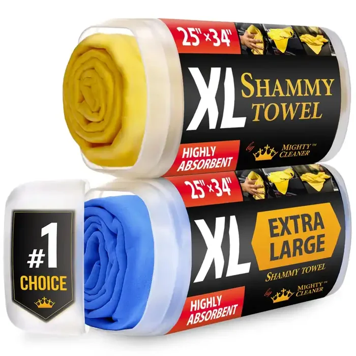 Premium Xl Shammy Towel For Car – 2Pk (34 X25 ) – Super Absorbent Chamois Towel For Car – Spots & Scratch-Free Shammy Cloth