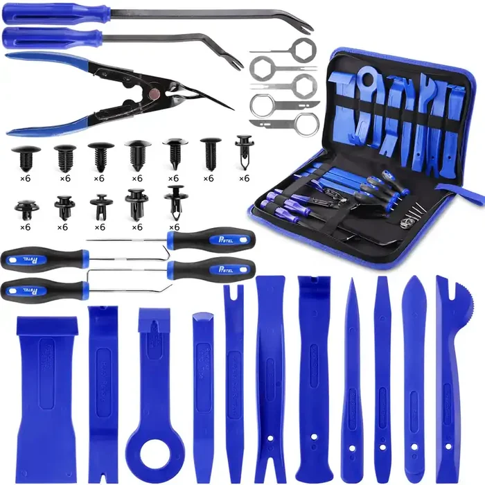 Ptstel 95Pcs Trim Removal Tool Car Panel Door Audio Trim Removal Kit Multiple Auto Clip Pliers Fastener Remover Set Pry Puller C