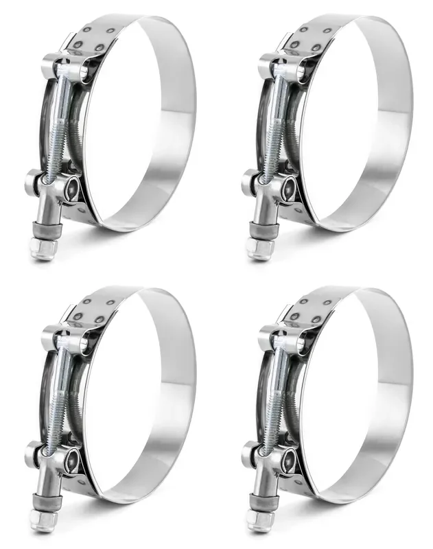 Qwork 3‘ T-Bolt Hose Clamp Stainless Steel, Working Range 83Mm-91Mm For 3‘ Hose Id, Turbo Intake Intercooler Clamp, 4 Pack