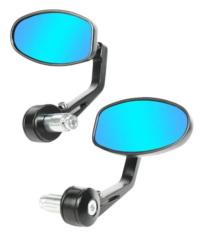 Racoona Motorcycle Mirrors,Handlebar Bar End Mirrors,Car Accessories Motorcycle Mirrors For Handlebar,Anti Glare Side View Mirrors,Fits Most Motorcycle With 7/8‘‘ Handlebar (Blue Lense Mirrors, Oval)