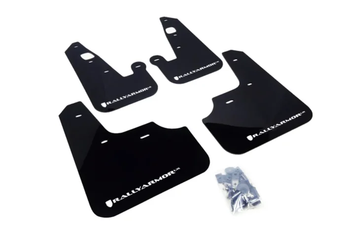 Rally Armor Mf8-Ur-Blk/Wh Black, White Mud Flap With Logo (2007+ Mitsubishi Lancer (Doesn‘T Fit Sport Back) Ur), 1 Pack