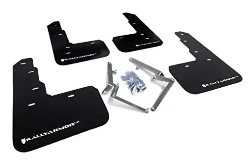 Rally Armor Ur Black Mud Flap W/White Logo For 2017-18 Honda Civic Type R