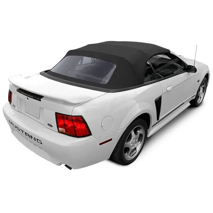 Replacement For Ford Mustang 1994-2004 Convertible Soft Top & Plastic Window Black Sailcloth (1 Piece Easy Install)