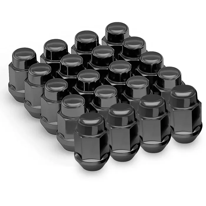 Richeer 20Pcs 1.4 Inch Black 12X1.5 Closed End Bulge Acorn Lug Nuts – Cone Seat – 19Mm Hex Wheel Lug Nut For Accord Civic Elemen