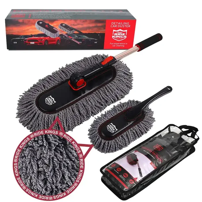 Ride Kings Car Duster Set, Car Duster Exterior Extendable Handle, Scratch Remover Large And Small Car Brushes Remove Dust Exteri